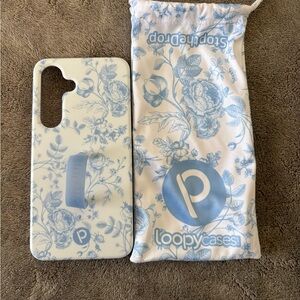 Samsung Galaxy S24 Loopy Case White and Blue Floral Phone Case